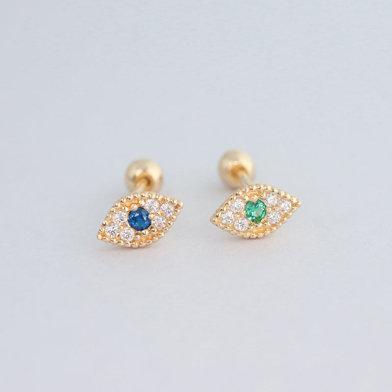 Tiny Evil Eye Stud Earrings in Silver and Gold | Alexandra Marks Jewelry